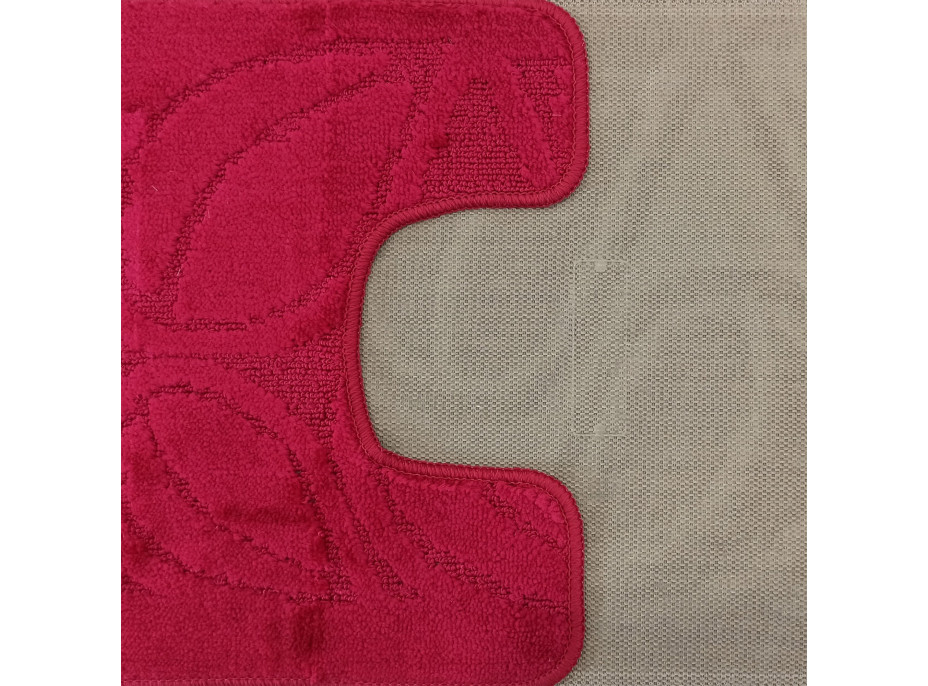 Súprava kúpeľňových predložiek s výrezom TÁŇA - flora - tmavo ružová