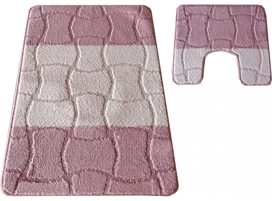 Súprava kúpeľňových predložiek s výrezom TÁŇA XL - tiles - staroružová
