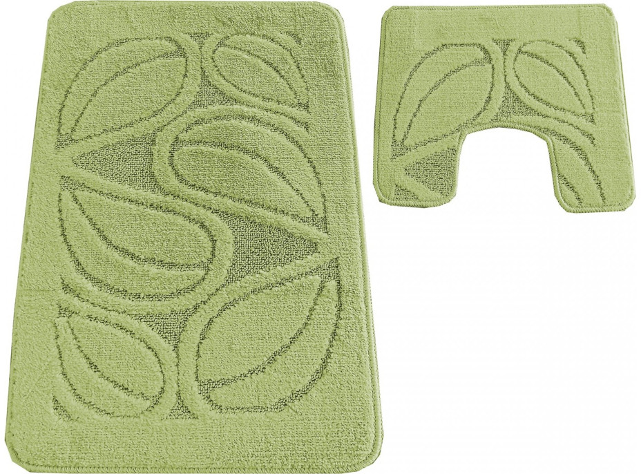 Súprava kúpeľňových predložiek s výrezom TÁŇA - flora - svetlo zelená