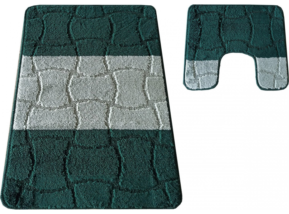 Súprava kúpeľňových predložiek s výrezom TÁŇA XL - tiles - tmavo zelená