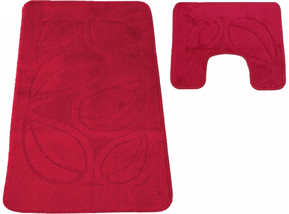 Súprava kúpeľňových predložiek s výrezom TÁŇA - flora - tmavo ružová