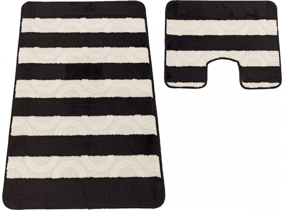 Súprava kúpeľňových predložiek s výrezom TÁŇA XL - lines - čierna/biela