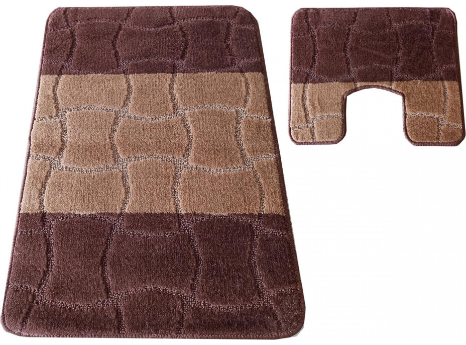 Súprava kúpeľňových predložiek s výrezom TÁŇA XL - tiles - hnedá