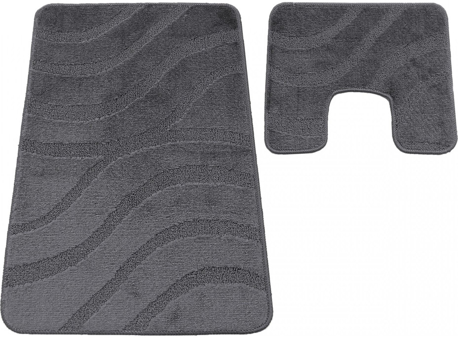 Súprava kúpeľňových predložiek s výrezom TÁŇA - symphony - tmavo šedá Súprava kúpeľňových predložiek s výrezom TÁŇA - symphony - tmavo šedá