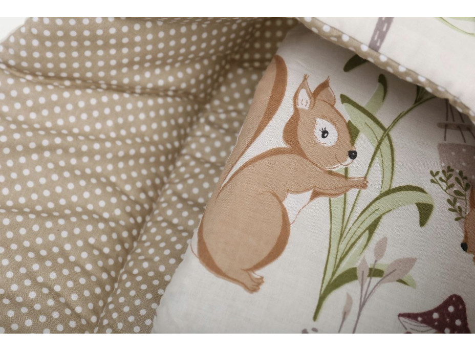 Obojstranná zavinovačka pre bábätká 80x80 cm BABYMAM PREMIUM - Veveričky/zv. šedé bodky na béžovej