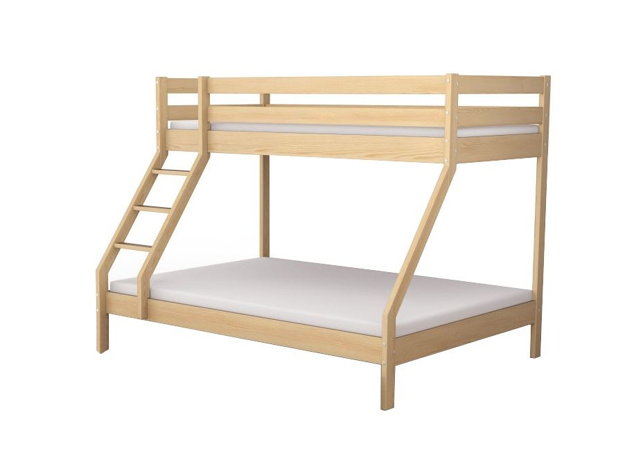 Poschodová posteľ z masívu DENIS vr. oboch roštov - 200x90/140 cm - prírodná
