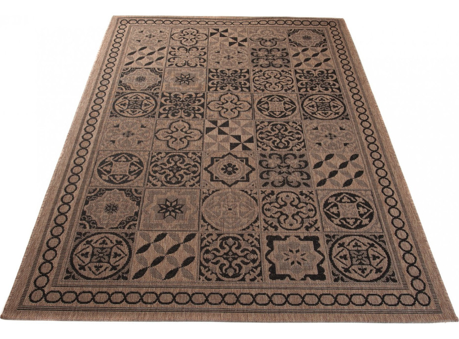 Sisalový PP koberec TILES - hnedý/čierny