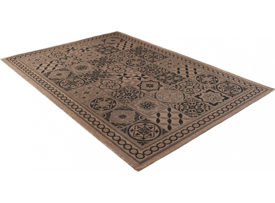 Sisalový PP koberec TILES - hnedý/čierny