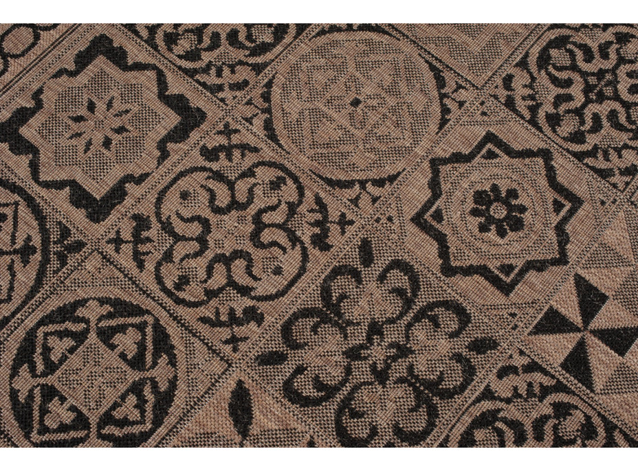 Sisalový PP koberec TILES - hnedý/čierny
