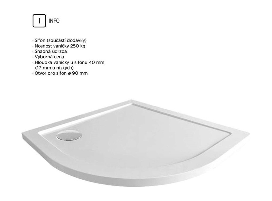 Štvrťkruhový sprchovací kút Kora Lite 90x90 cm - chróm ALU/sklo Číre + nízka SMC vanička