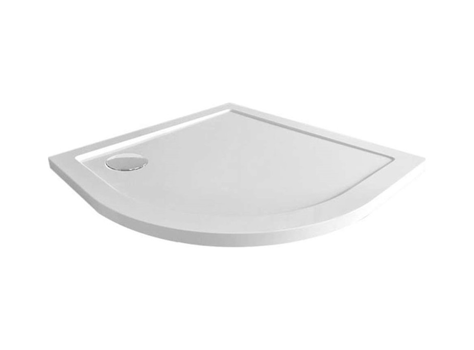 Štvrťkruhový sprchovací kút Kora Lite 90x90 cm - biely ALU/sklo Grape + nízka SMC vanička
