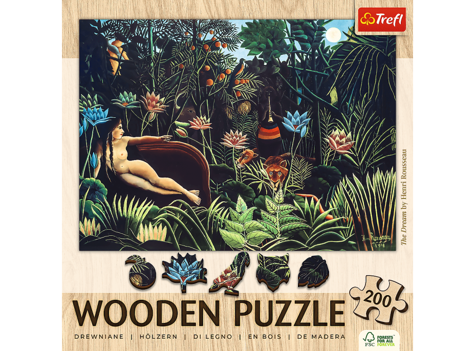 TREFL Drevené puzzle Art: Henri Rousseau - Sen 200 dielikov