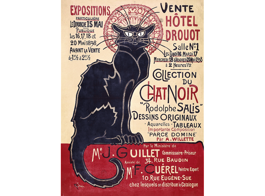 TREFL Drevené puzzle Art: Steinlen - Čierna mačka, Le Chat Noir 200 dielikov