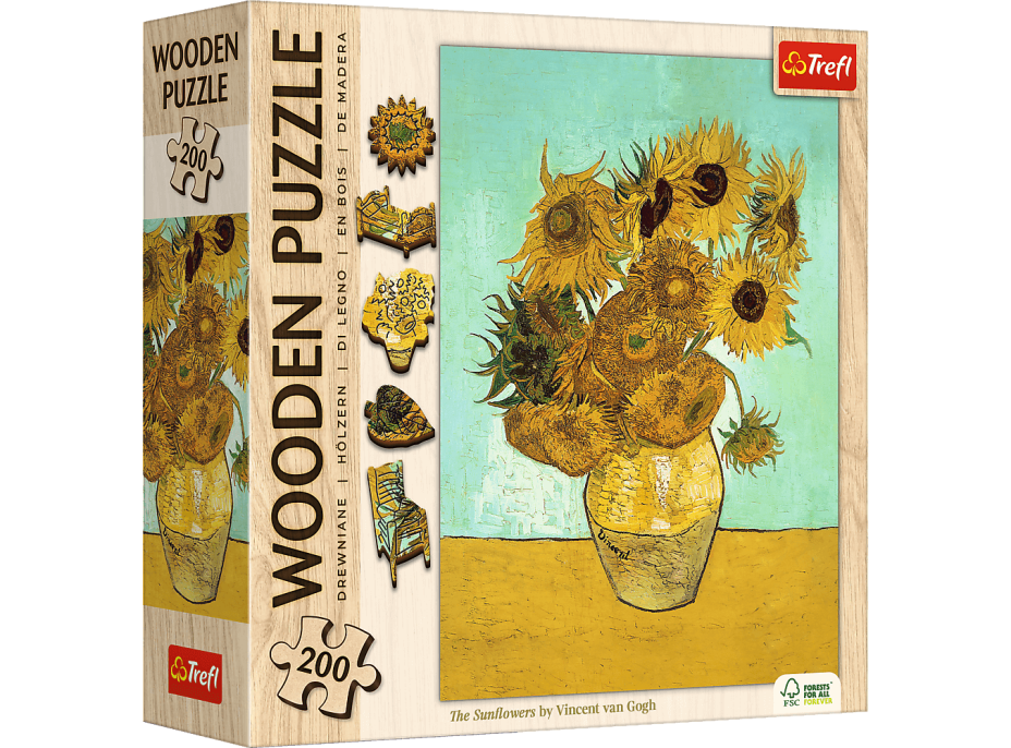 TREFL Drevené puzzle Art: Vincent van Gogh - Slnečnica 200 dielikov