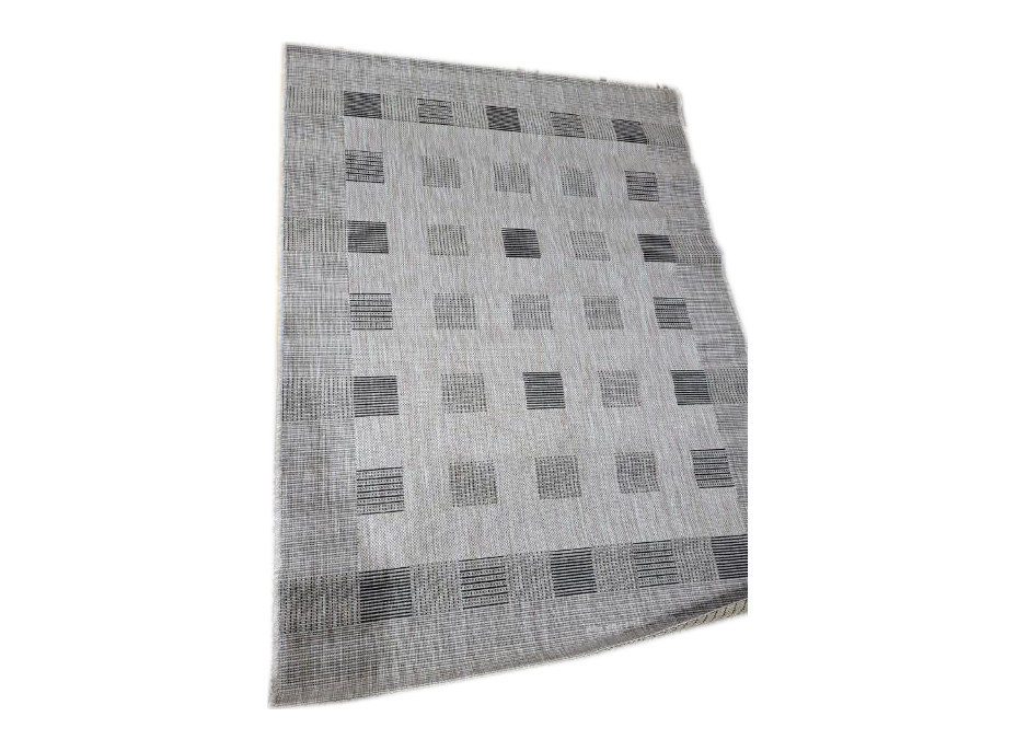 Sisalový PP koberec SQUARES - sivý/čierny