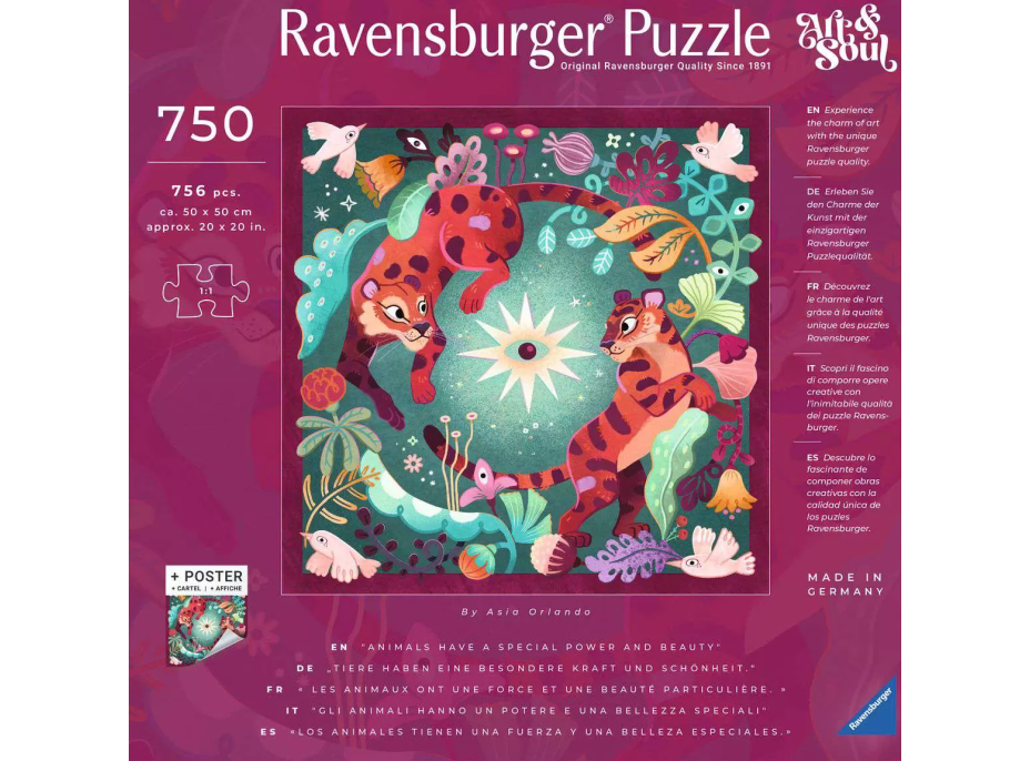 RAVENSBURGER Štvorcové puzzle Art & Soul: Zvieracie sny 750 dielikov