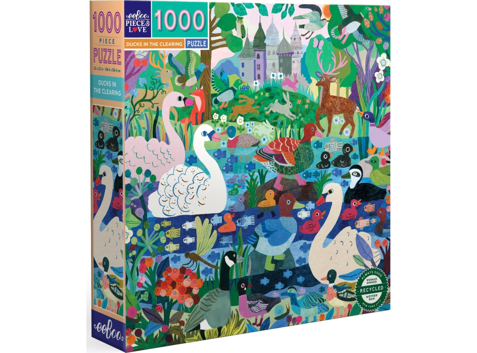 EEBOO Štvorcové puzzle Kačice na čistinke 1000 dielikov