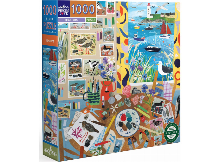 EEBOO Štvorcové puzzle Morské vtáky 1000 dielikov