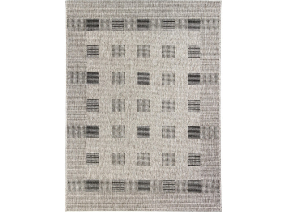 Sisalový PP koberec SQUARES - sivý/čierny