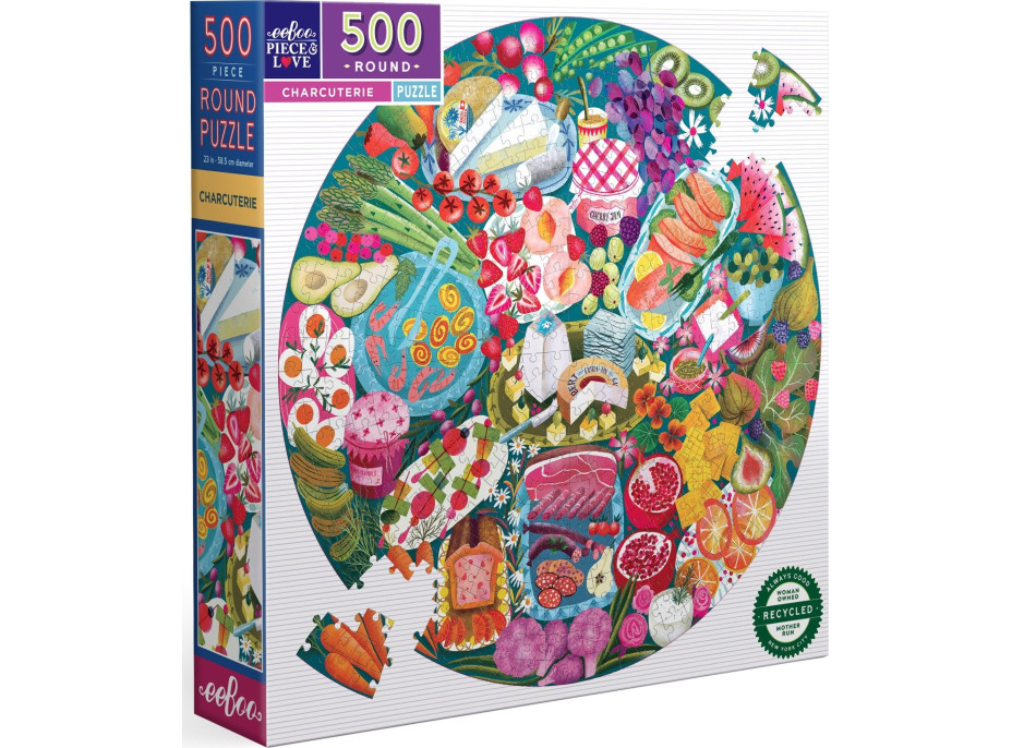 EEBOO Okrúhle puzzle Charcuterie 500 dielikov