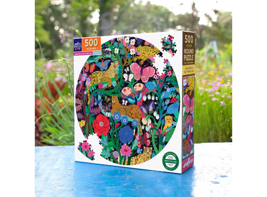EEBOO Okrúhle puzzle Jaguári a motýle 500 dielikov