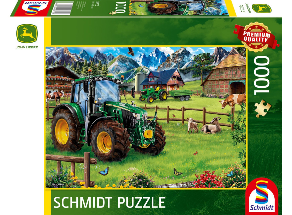 SCHMIDT Puzzle Alpská pastvina s traktorom: John Deere 6120M 1000 dielikov