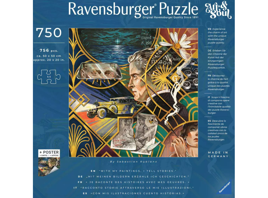 RAVENSBURGER Štvorcové puzzle Art & Soul: Veľký Gatsby 750 dielikov