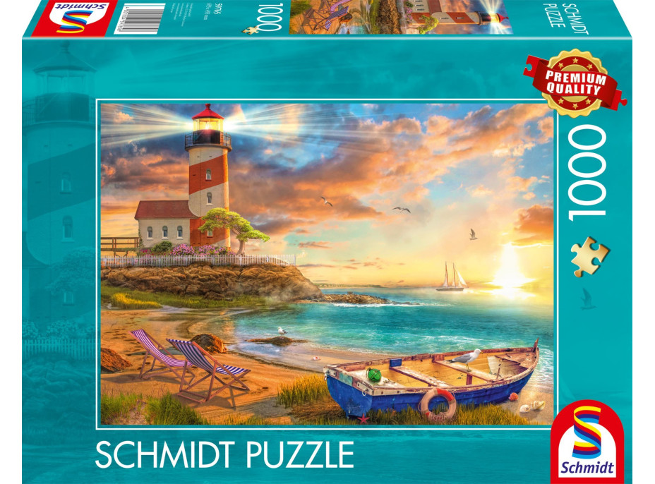 SCHMIDT Puzzle Západ slnka nad zátokou s majákom 1000 dielikov