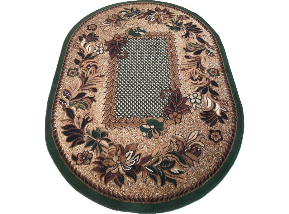 Kusový oválny koberec ALPHA Flower - zelený