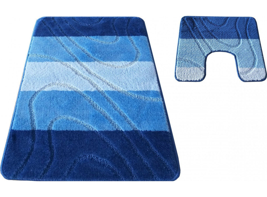 Súprava kúpeľňových predložiek s výrezom TÁŇA - vzor 05 - modrá