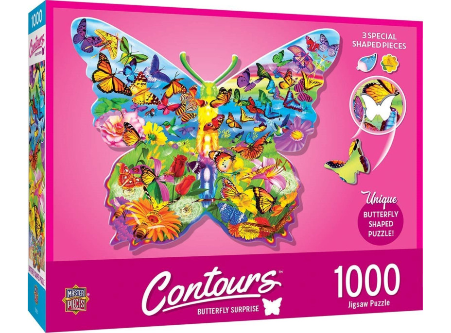 MASTERPIECES Obrysové puzzle Motýlie prekvapenie 1000 dielikov