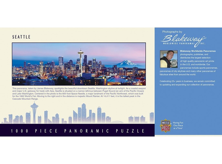 MASTERPIECES Panoramatické puzzle Seattle 1000 dielikov