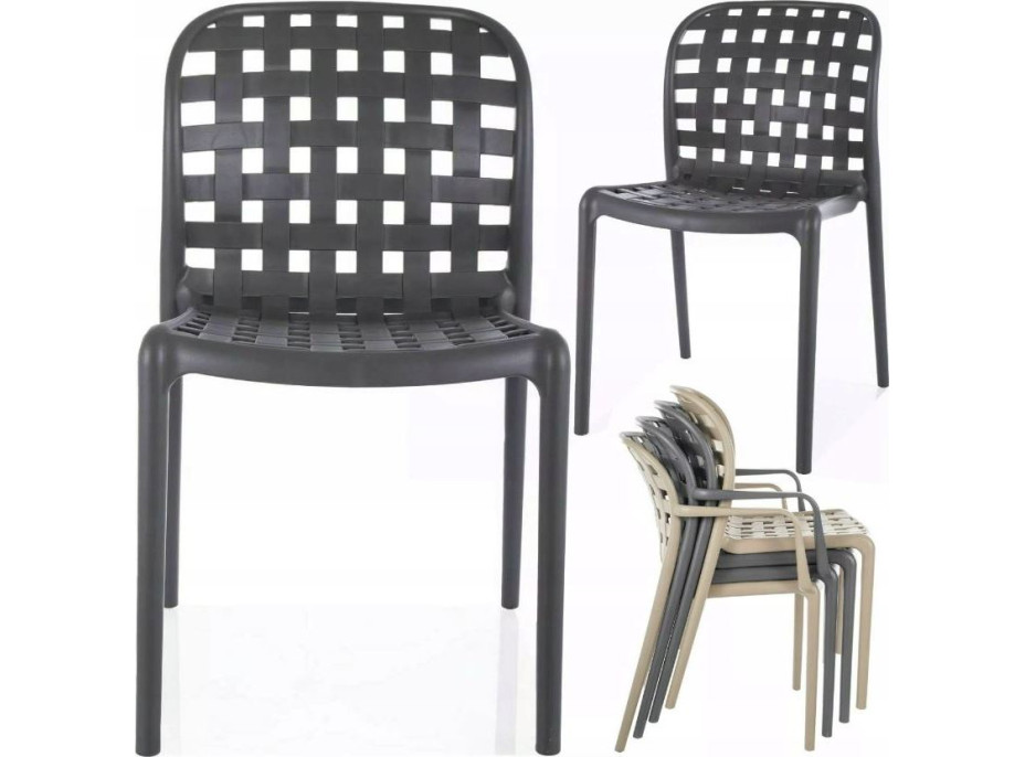 Záhradná plastová stolička STRIP - šedá