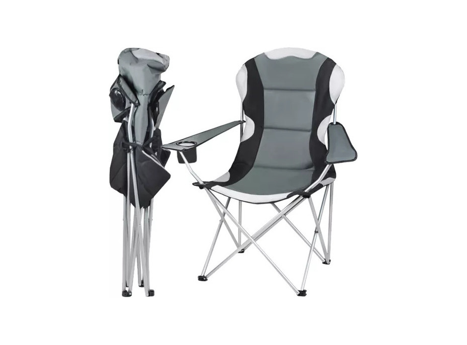 Skladacia rybárska stolička - čierna / sivá