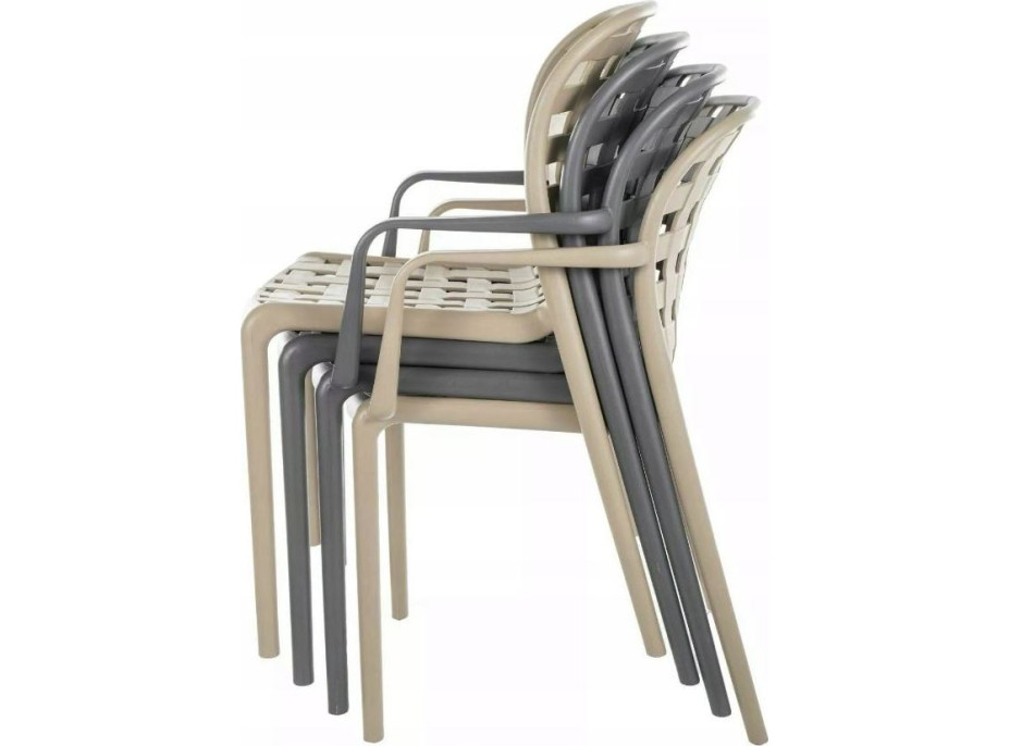 Záhradná plastová stolička STRIP - béžová