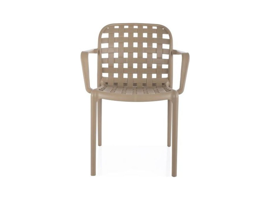 Záhradná plastová stolička s lakťovými opierkami STRIP II - béžová