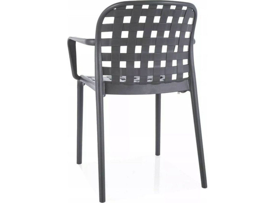 Záhradná plastová stolička s lakťovými opierkami STRIP II - šedá