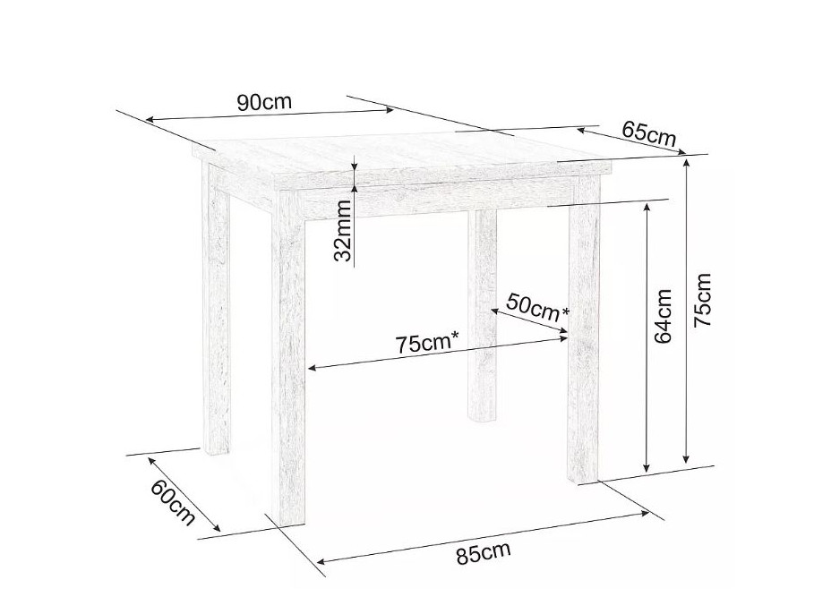 Jedálenský stôl ANYA 90x60 - dub artisan/čierny
