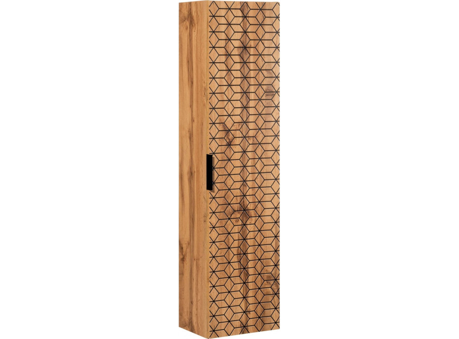 Kúpeľňová závesná skrinka HEXA - dub wotan - vysoká