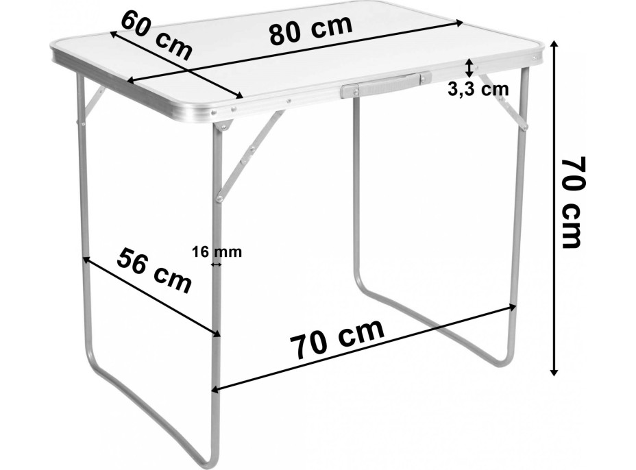 Kempingový stôl CORN 80x60 cm - biely
