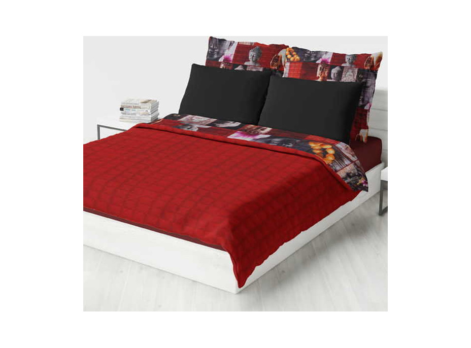 Obojstranný prešívaný prehoz na posteľ ZEN 200x220 - červený