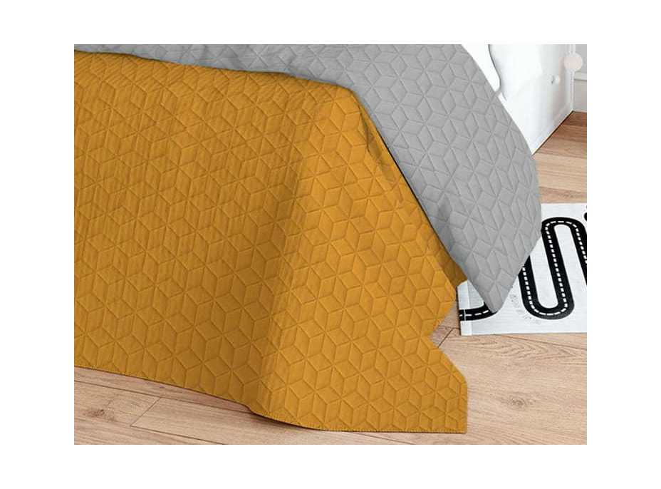 Prikrývka na posteľ ATLANTA 120x200 cm - šedý/horčicovo žltý