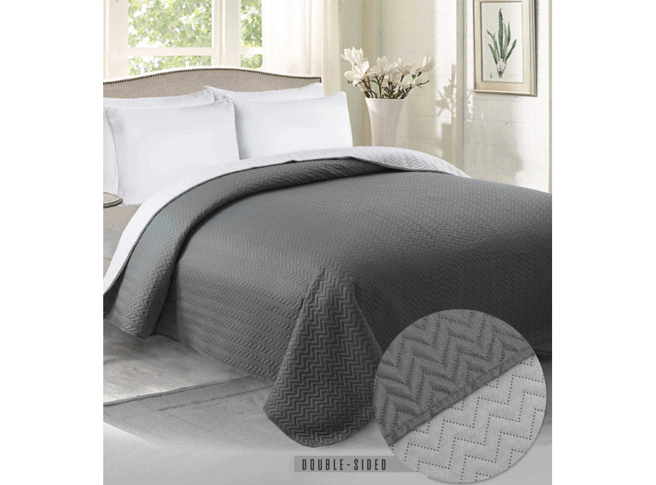 Obojstranný prehoz na posteľ MERINO 220x240 cm - šedý/grafitový