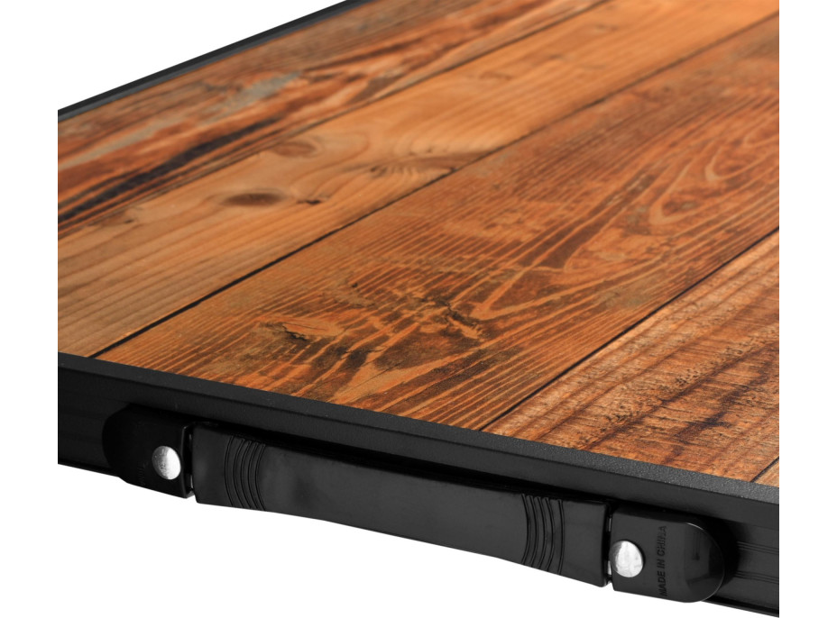 Zostava kempingového nábytku 1+4 TRAMP 120x60 cm - čierna / dekor dreva