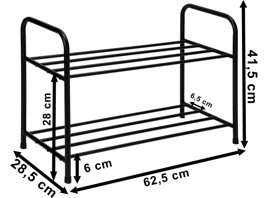 Kovová polica na topánky NORI - čierna