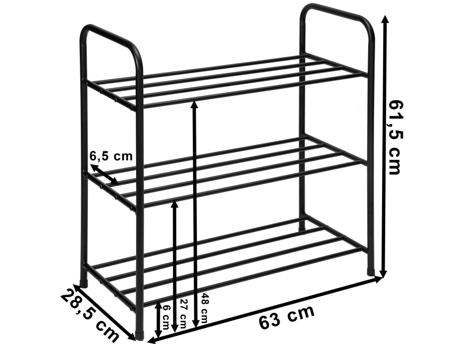 Kovová polica na topánky TIKI - čierna