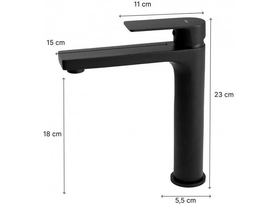 Umývadlová batéria LENKA - vysoká - čierna matná