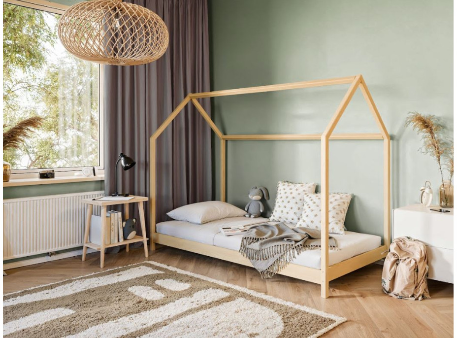 Detská domčeková posteľ z masívu borovice LUCIE - 200x90 cm - PRÍRODNÁ