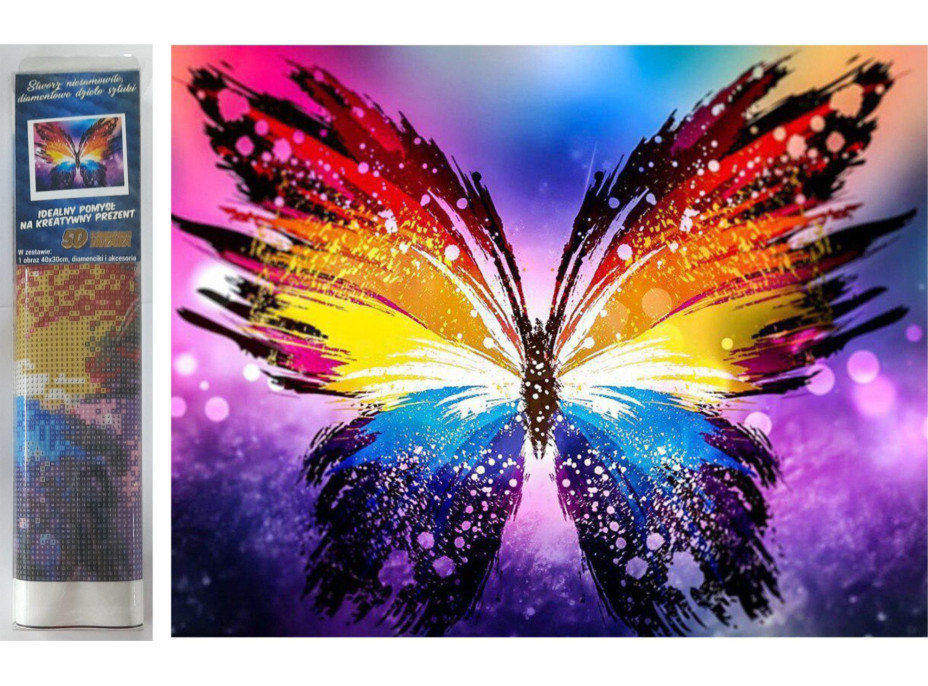 Norimpex Diamantové maľovanie Farebný motýľ 30x40 cm