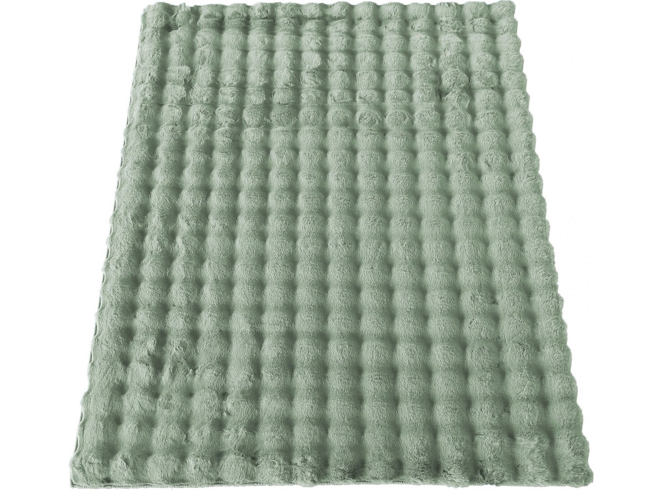 Kusový koberec MERLIN 3D - imitácia králičej kožušiny - zelený